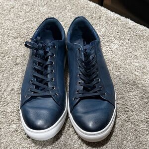 Thursday Boot Company Navy Leather Low-Top Sneakers with White Sole